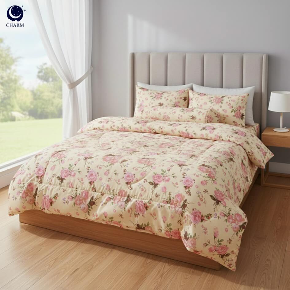 ชุดผ้าปูที่นอน 5 ฟุต 6 ชิ้น CHARM รุ่น CLASSIC ลาย CLASSIC ROSE_1